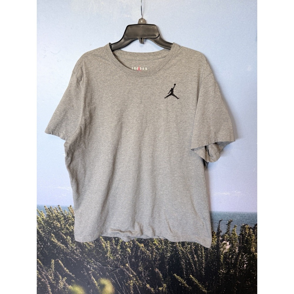 Jordan Men's Gray T-Shirt XXL Logo Short Sleeve Cotton Knit Crew Neck